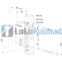 Jalgvärava lukk LOCINOX LAKQ4040U2LZILVVSZM (hall metallkorpus, alumiinumlingid)